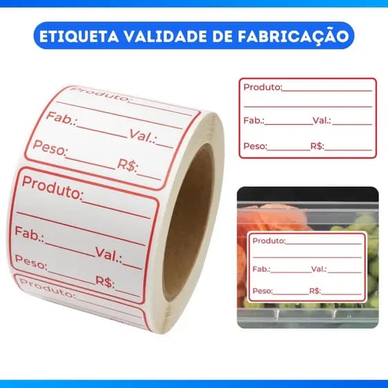 Etiqueta De Validade Fabricação com Tarja 50x30 667 Etiquetas - DESCONTO