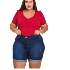 kit 2 Bermuda jeans feminina plus size elastano Premium cintura alta.