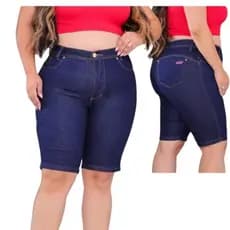 2 shorts jeans meia coxa feminino plus saze