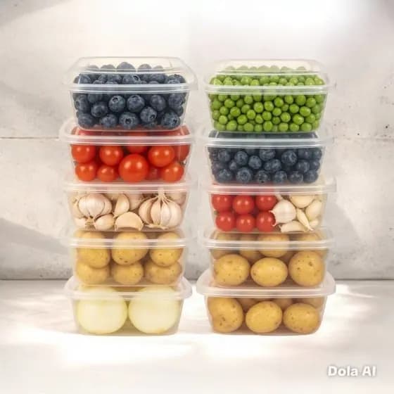 Kit com 6 potes plástico resistente com tampa -armazenamento e conservação de alimento.