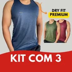 Kit 3 Regatas Masculinas Dry Fit Academia Camiseta Sem Manga Slim Fitness Treino Poliéster Leve Blusa