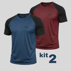 Kit 2 Camisas Masculina DryFit Camisetas Manga Curta Premium Raglan Treino Academia Camisa Lisa