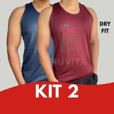 KIT 2 Regata Masculina Camisetas Dry Fit Slim Camisa Esportiva Sem Manga Academia Treino Blusa Poliéster