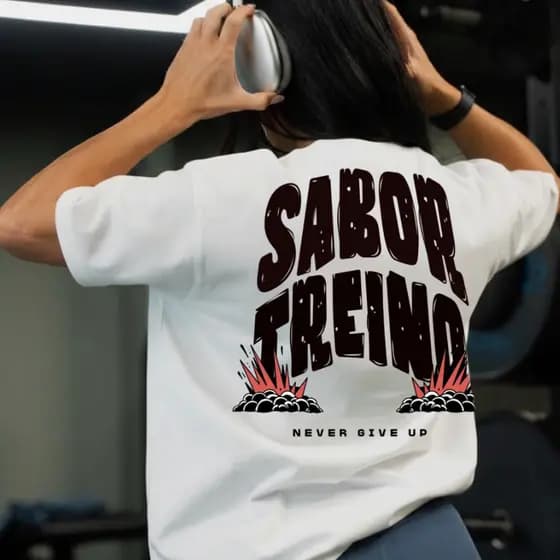 Camisetão T-shirt unissex sabor treino 100% Algodão Feminina Gym Treino Academia Fitness Musculação