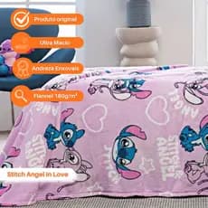 Manta Cobertor Infantil SOLTEIRO Stitch Cool/Princesas/Mickey/Stitch Angel/Carros Disney