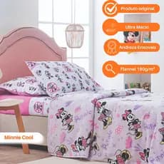 Manta Coberta Flannel Solteiro Minnie Margarida Disney Menina 1.50x2.20