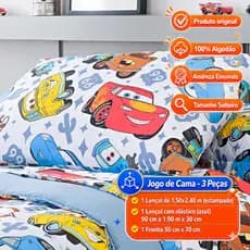 Jogo de lençol/Manta/Edredom SOLTEIRO/Porta Fronha McQueen Os Carros Disney 100% Algodão