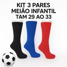 3 Pares Meiao de Futebol Infantil Jogador Profissional Meia de Futebol pra Canela Tam 29 ao 33