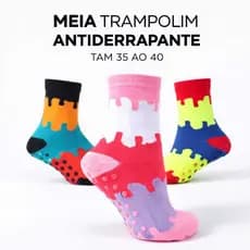 Meia Infatil Antiderrapante Trampolim Cama Elastica Pula-Pula Parque de Diversões 35 ao 40
