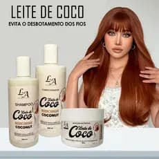 Kit Leite de Coco Shampoo Condicionador e Máscara Hidratante - Fortalecimento - Hidratação e Nutrição L&A Cosméticos 300g