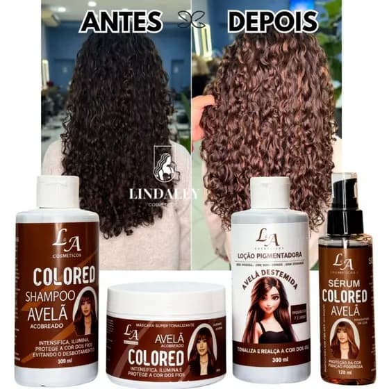Combo Completo Tonalizante Avelã Marrom Intenso 4 em 1 - Shampoo Condicionador Máscara e Sérum Avelã