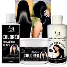 Combo Trio Completo Black Tonalizante Preto Intenso S/ Amônia - Resultado 100% Natural La cosméticos