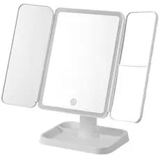 LED três-dobrável espelho de maquiagem doméstico desktop armazenamento HD espelho dormitório com luz espelho de beleza i