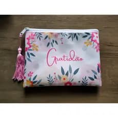 Kit c/10 Necessaire Bolsinha SLIM GRATIDÃO c/pingente lembrancinha mimo
