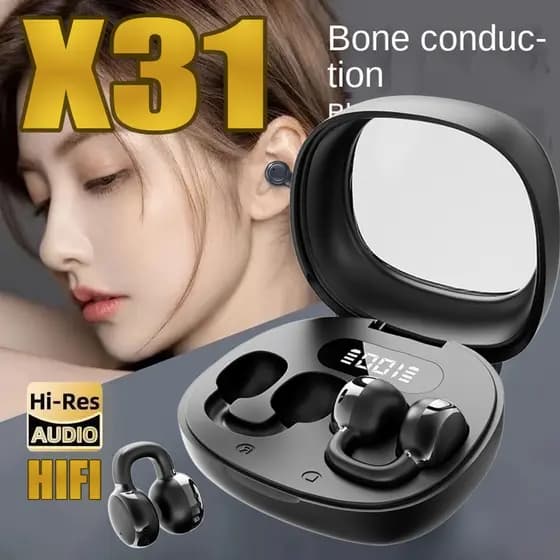 2026 X31 Fone de ouvido sem fio Bluetooth TWS com clipe de ouvido estéreo sem fio