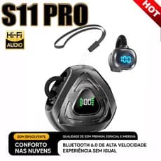 Fone Bluetooth S11 Pro Hi-Fi IPX5 Resistente Água Autonomia Bluetooth 6.0 Touch Inteligente