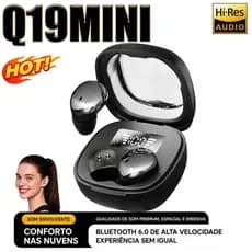 Q19 Mini Fone Bluetooth Ultraconfortável para Sono, Chamadas HD e Autonomia Prolongada