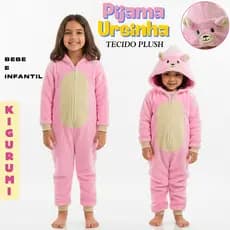 Pijama Macacão Urso Rosa Kigurumi – Bebê e Infantil Menina Original