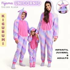 PIJAMA MACACÃO KIGURUMI FLEECE UNICÓRNIO ARCO-ÍRIS – FOFO BEBÊ, INFANTIL, JUVENIL E ADULTO FEMININO