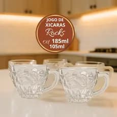 Jogo De Xícaras De Vidro Rocks Com Textura Escolha 105ml Ou 185ml Kits Com 6, 9 Ou 12 Peças