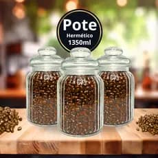 Pote De Vidro Premium Avulso ou kit 1350ml Canelado Reto Com Tampa Hermética