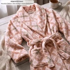 Roupão Microfibra Feminino Inverno Estampa Floral Quentinho Premium Veste do G até G2 Plus size
