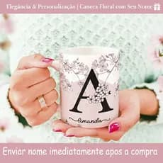 Caneca Xícara Personalizada Presente Nome Floral Cerejeira