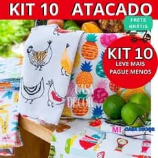 Pano De Copa Atoalhado Felpudo  Com 10 Pecas