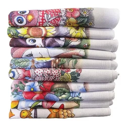 Kit 10 Pano De Prato Estampado com Bainha