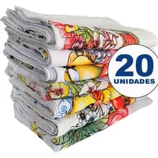 Pano de prato estampado com bainha pé de galinha kit 20