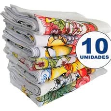 Pano de prato estampado com bainha pé de galinha kit 10 original
