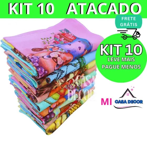 10 Panos De Prato Grande Coloridos Copa Pano 100% Algodão Estampas Variados