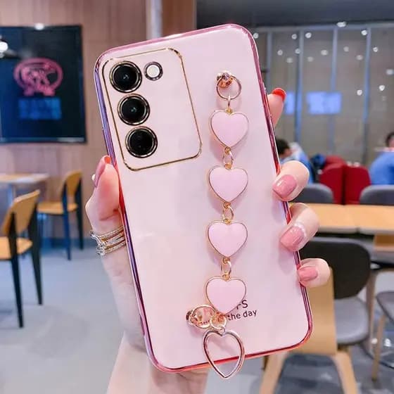 Invólucro RedmI 15 Capa De Telefone Galvanizada Pulseira Em Forma De Coração