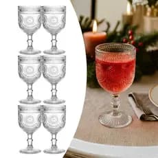 Jogo De 6 Taças Vidro Grosso Transparente Luxo 230 Ml Para Vinho Agua Suco Drink