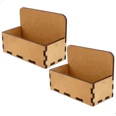 Kit 2 Porta-cartões De Visita Suporte Madeira Expositor Cartão Bancada Mesa Recepção Escritório Mdf