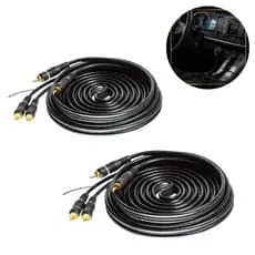 Kit 2 Cabos RCA Ouro 5M Blindado Estéreo Som Áudio Vídeo Macho Módulo Auxiliar Home Theater - Preto