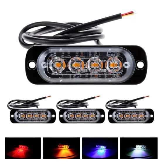 Kit 4 Faróis Strobo Urban Automotivo Tira Led+Central Zendel Luz Viatura Samu Segurança Guincho