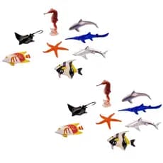 kit 2 cartelas animais miniatura brinquedo infantil coleção fundo do mar festa lembrancinha prenda