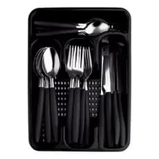 Jogo de talheres c/ 25 peças Porta Talher Faqueiro com garfo faca organizador preto vermelho branco
