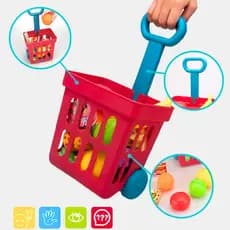 Carrinho de compras brinquedo infantil frutinhas mercado comidinhas 21 peças divertidos