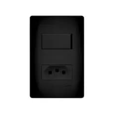 Conjunto Interruptor e Tomada Habitat 20A Preto Fame Black