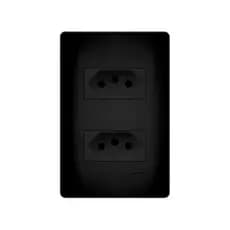 Tomada Dupla Habitat Black 10A Tripolar 4x2 Preto Fame