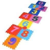 Tapete de EVA - Numérico - Com 28cm x 28cm x 8mm - Contem 10 Peças - Amarelinha - Numeral - Oseana.