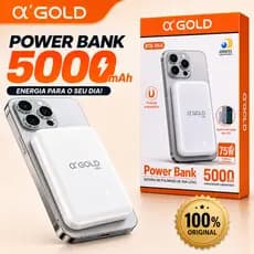 Carregador portatil Power Bank Magnético sem fio 5.000mAh 7.5w A'GOLD BTE-06A