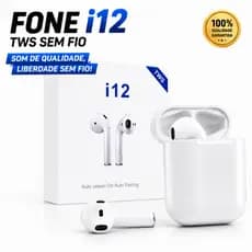 Fone Bluetooth i12 TWS Premium Som HD Touch Wireless para Celular