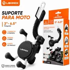 Suporte de Celular para Moto Universal Lehmox LEY-1602 3'' a 6.5'' Antivibração