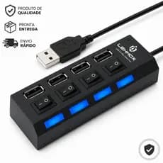 Hub USB 2.0 Expansor 4/7 Portas com Chave Liga/Desliga Individual para PC Notebook Mobilador
