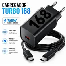 Carregador Turbo 168W da Motorola Super Rápido ate 16X Mais Rapido + Cabo Type-C
