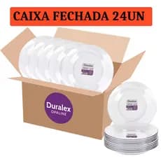 Jogo Kit 24 Pratos Duralex Astral Fundo Vidro Temperado Redondo Transparente Jantar Almoço Hotel