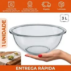 Tigela de Vidro Tampa Preparo Redonda Astral Plus Marinex 3L